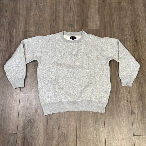 J.Crew Heritage Fleece Oversized Crewneck Sweatshirt SZ 2XS Heather Gray Stretch - Picture 3 of 8